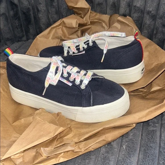 Superga Dark Canvas Sneakers with Colorful Details - Picture 1 of 5